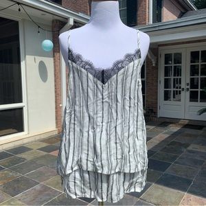 NWT Midnight Bakery Lace Striped Sexy Pajama Set S